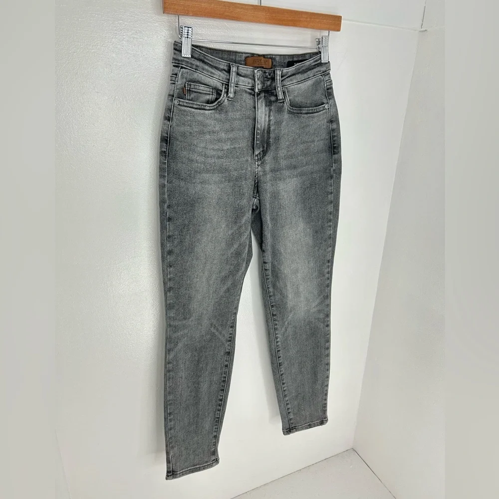 Judy Blue Slim Fit Jeans 1/25 High Rise‎ Light Wash Gray Denim Stretch 24x27.5